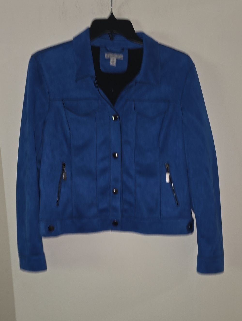 Tribella Women's Electric Blue Faux Suede Button Jacket